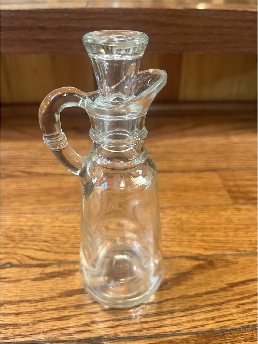 Vtg Anchor Hocking Clear Glass Cruet Oil Vinegar MCM Glass Stopper Mid Century